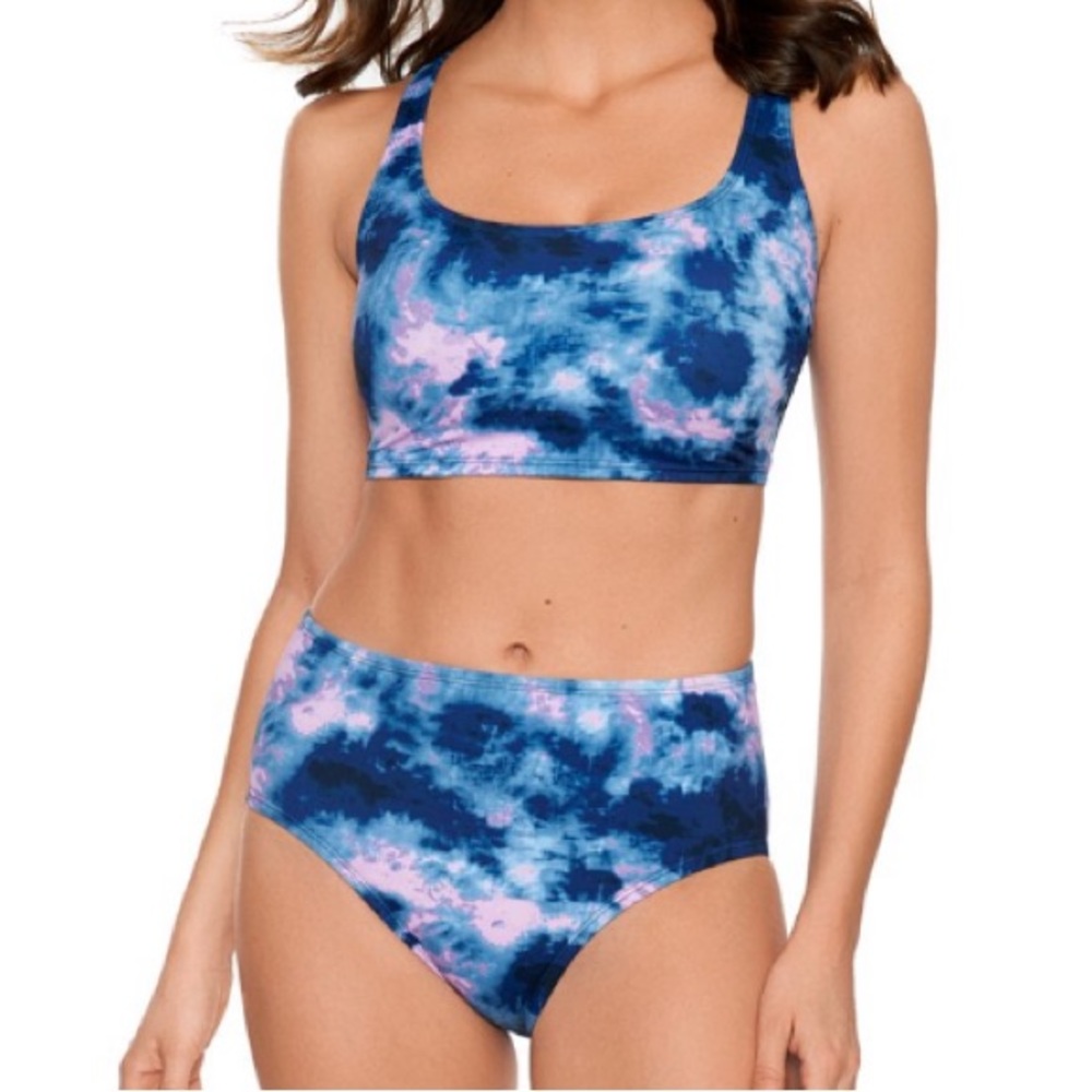 🍎 3/$30 NWT! Avia Swim Moody Skies Bikini High Waisted Bottom/Crossback Padding